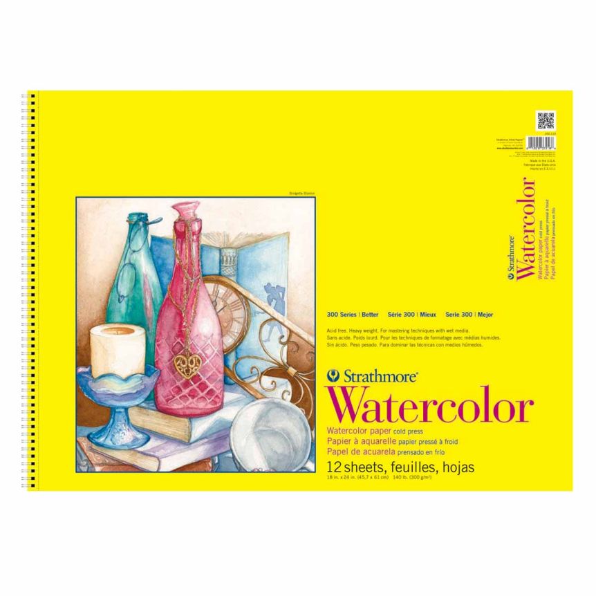 Strathmore 300 Series 140lb Watercolor Paper Pad 18 x 24" Wire Bound (12 Sheets)