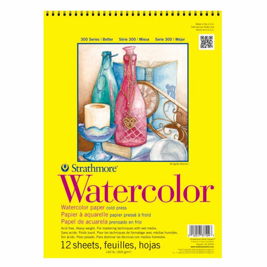 Strathmore 300 Series 140lb Watercolor Paper Pad 9 x 12" Wire Bound (12 Sheets)