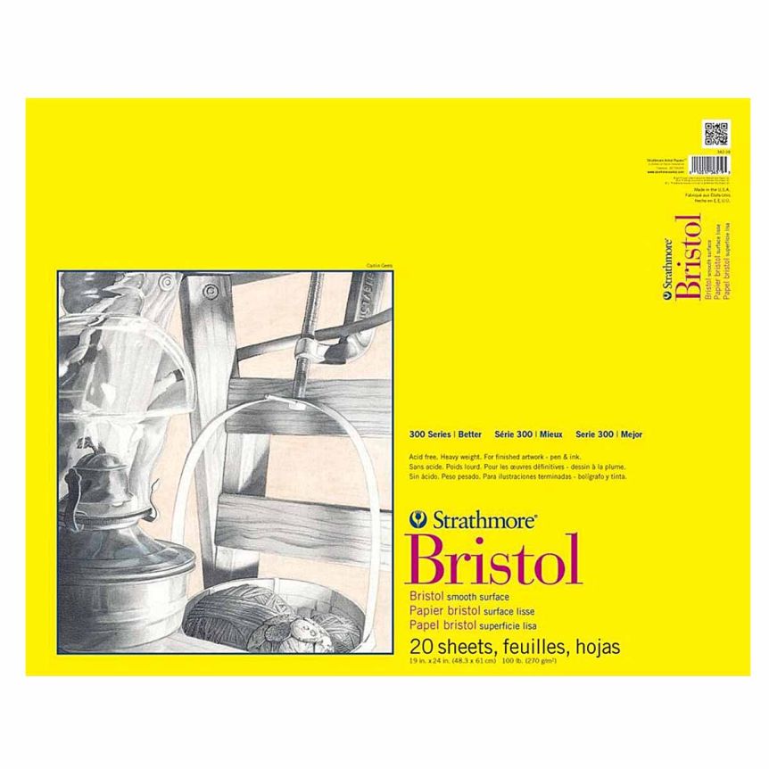Strathmore 300 Series Bristol Pad Tape Bound 19" x 24" 100lb (20 Sheets-Smooth)