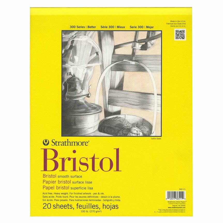 Strathmore 300 Series Bristol Pad Tape Bound 14" x 17" 100lb (20 Sheets-Smooth)