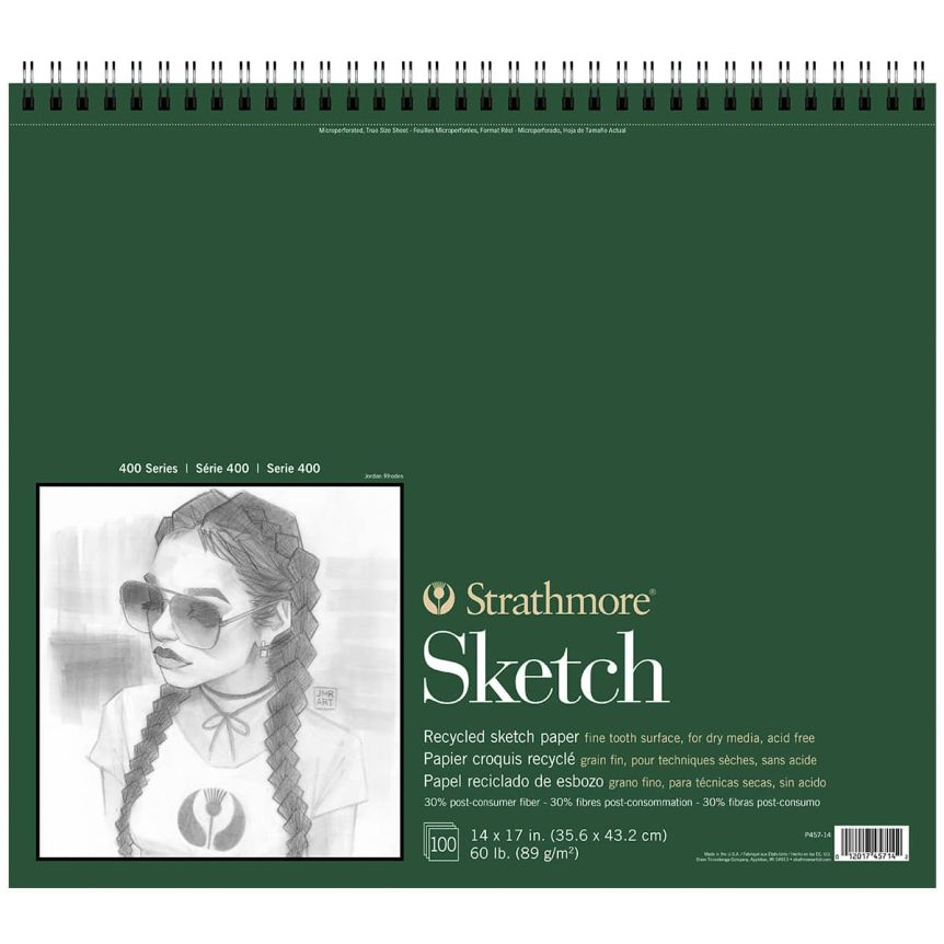 Strathmore 400 Series Recycled Sketch Pad 14" x 17" (100 Sheets Fine Tooth)