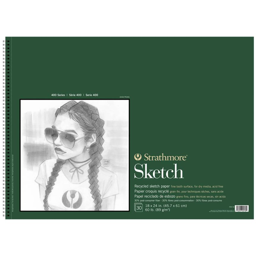 Strathmore 400 Series Recycled Sketch Pad, 30 Sheets 18x24"