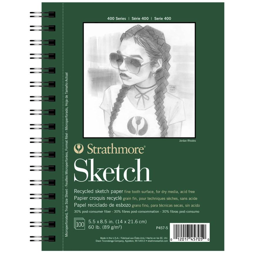 Strathmore 400 Series Recycled Sketch Pad 5-1/2" x 8 -1/2" (100 Sheets Fine Tooth)