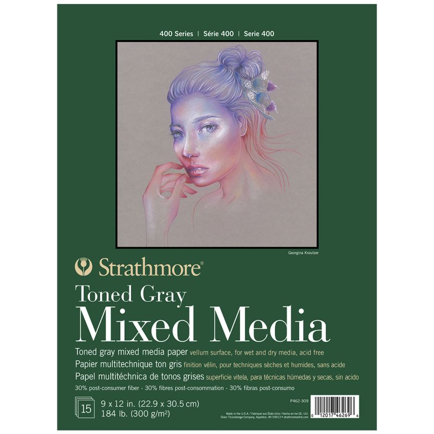 Strathmore 400 Mixed Media Toned Gray Pad 9x12 In