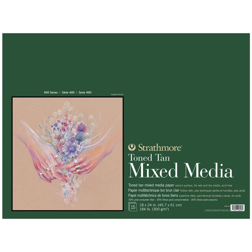 Strathmore 400 Mixed Media Toned Tan Pad 18x24 In