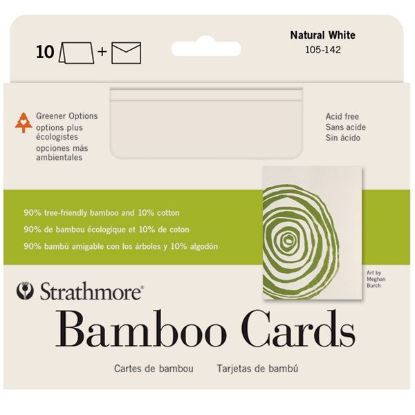 Strathmore Bamboo Blank Greeting Cards & Envelopes 10-Pack 5x7" - Natural (Laid finish)