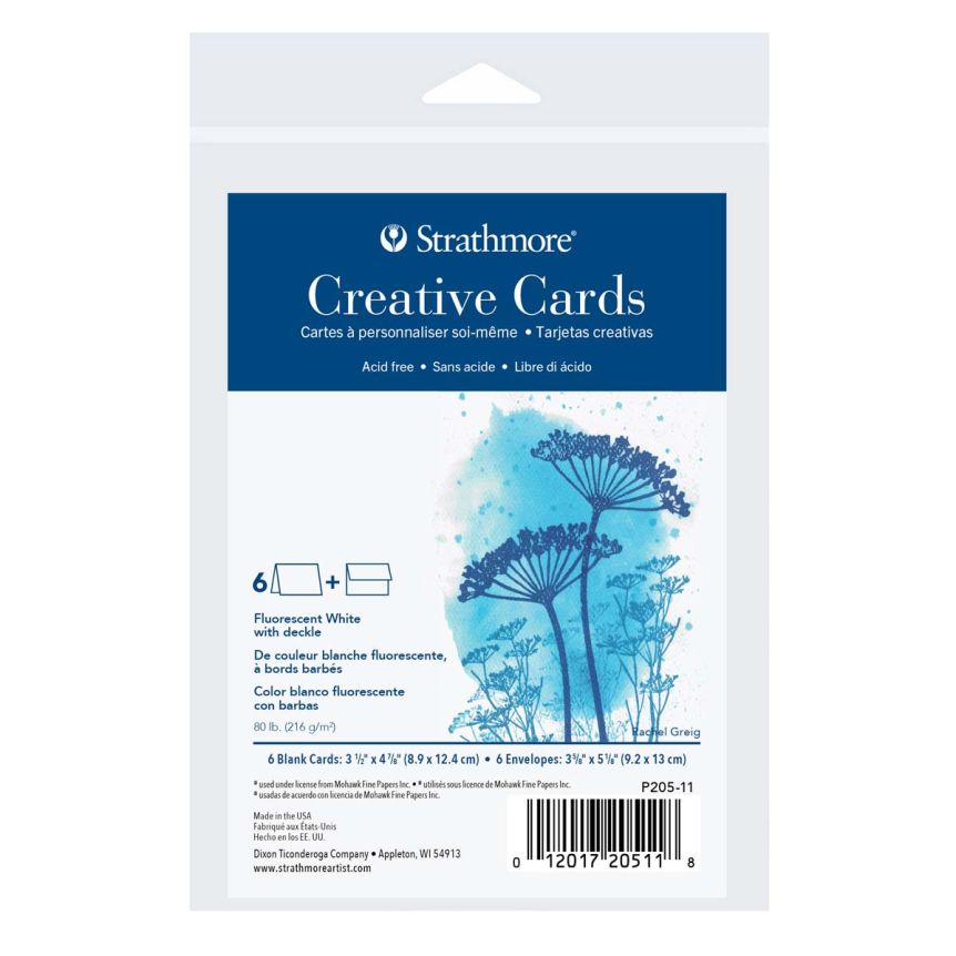 Strathmore Blank Cards and Envelopes 3.5"x4.875" - Fluorescent White (Pack of 6)