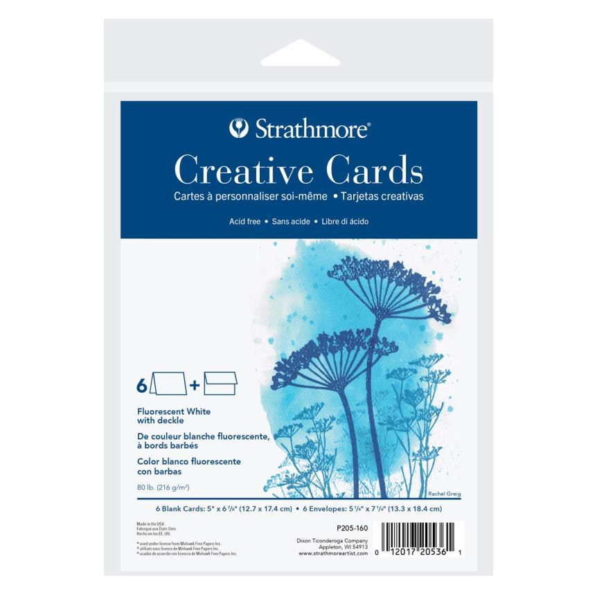 Strathmore Blank Greeting Cards and Envelopes 5" x 6.875" - Fluorescent White (Pack of 6)