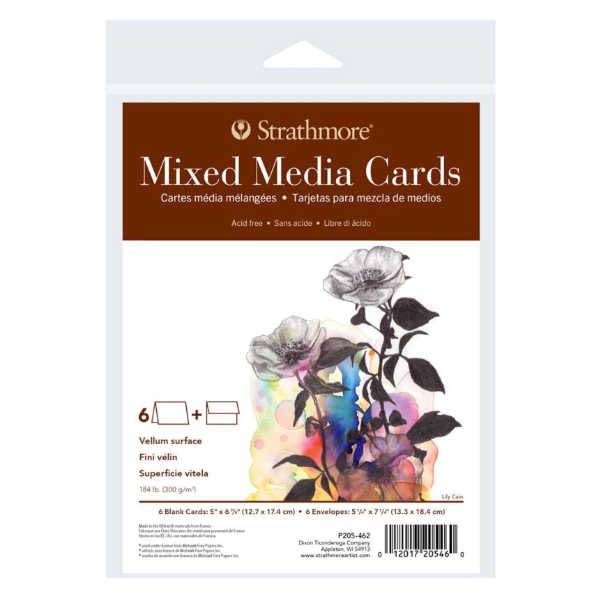Strathmore Mixed Media Greeting Cards + Envelopes 5"x6.875" (Pack of 6)