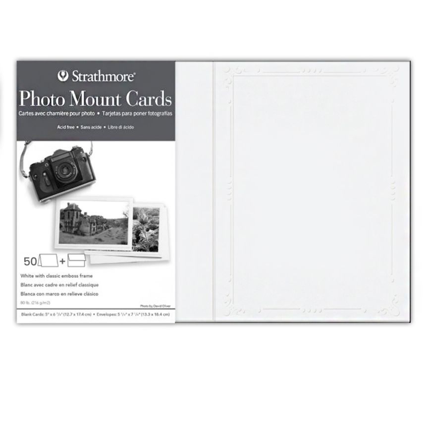 Strathmore Photo Mount White Decorative Emboss Cards (50 Pack)