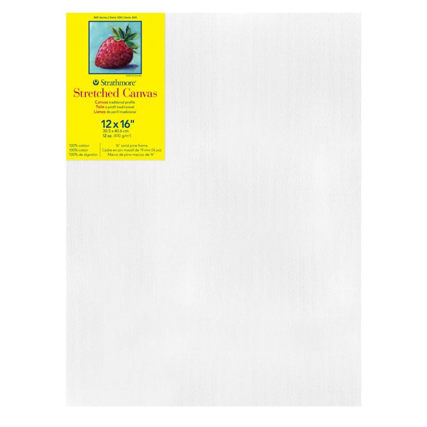 Strathmore 300 Series All Media Artist Stretched Cotton Canvas 12"x16", 3/4" Deep 