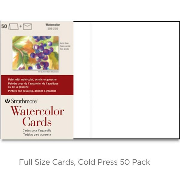 Full Size Cards, Cold Press Watercolor Greeting Cards 50 Pack 5x6.875"