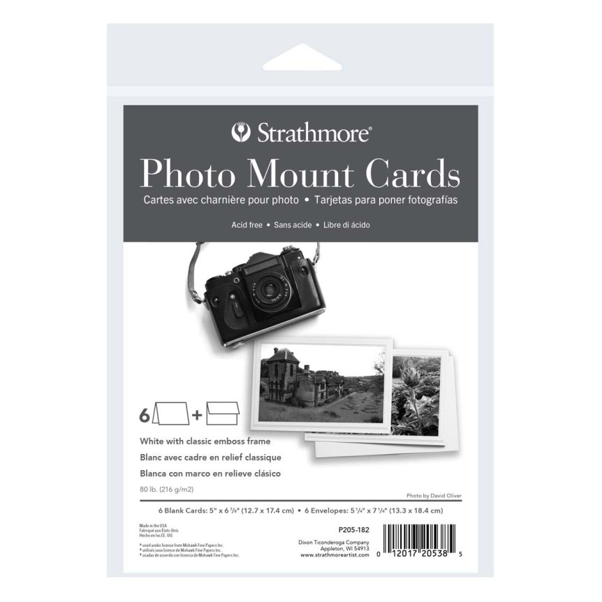 Strathmore Blank Photo Mount Cards Classic Embossed, 5"x6.875" White (6 Pack)