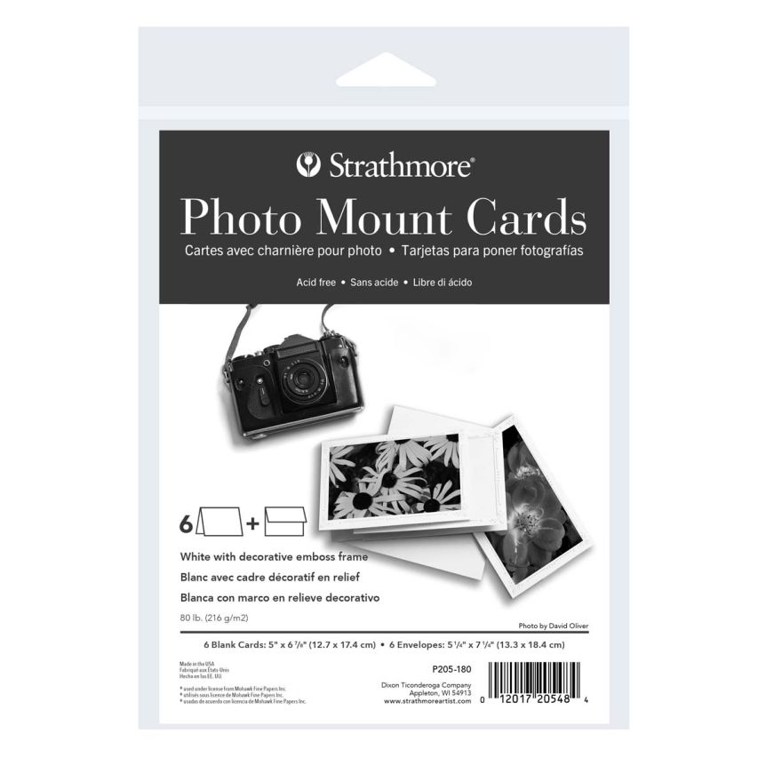 Strathmore Blank Photo Mount Cards Decorative Embossed, 5"x6.875" White (6 Pack)