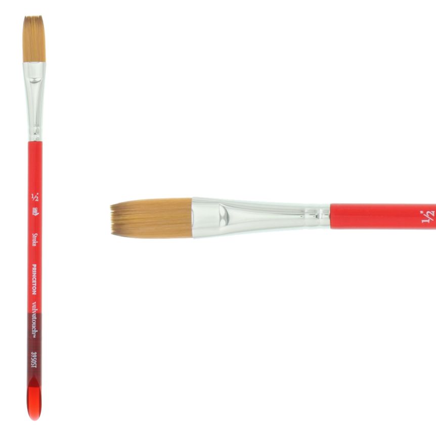 Princeton Velvetouch Synthetic Blend Short Handle Brush, Size 1/2 Stroke