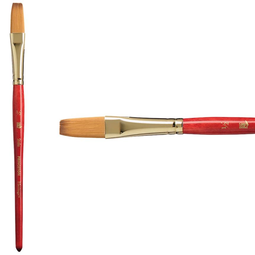 Princeton Heritage Series 4050 Synthetic Sable Brush - Stroke, Short Handle, Size 1/2"