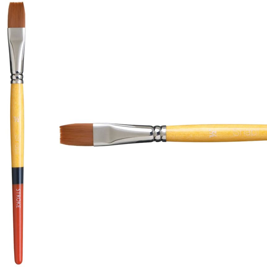 Princeton Snap! Series 9650 Golden Taklon Brush - Stroke, Short Handle, Size 1/2"