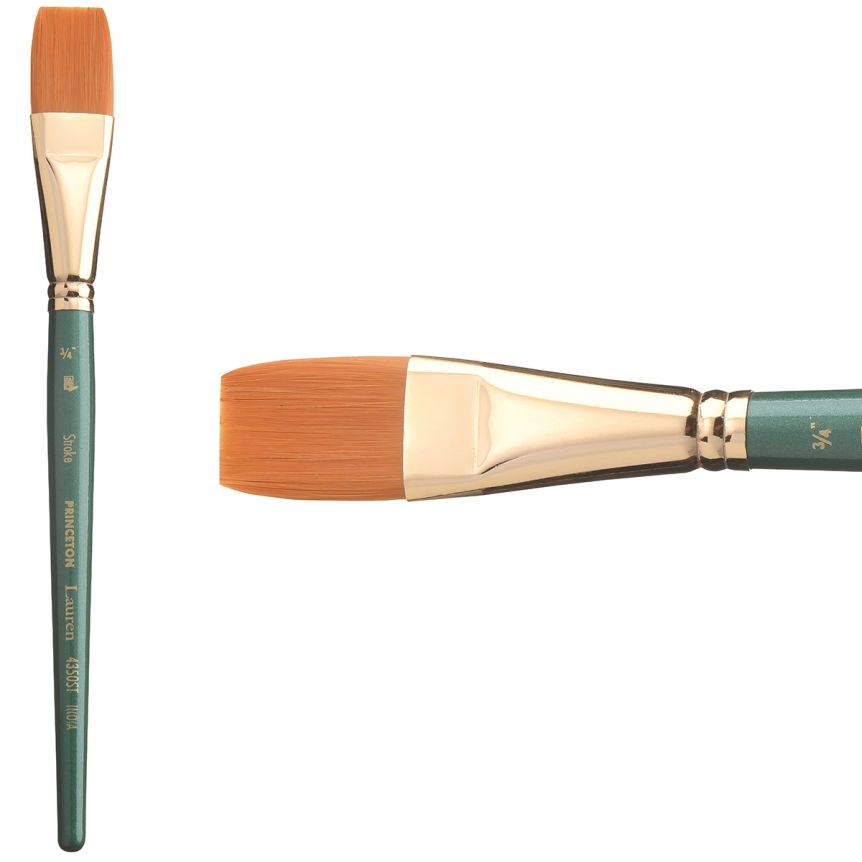 Princeton Lauren Series 4350 Golden Synthetic Brush - Stroke, Short Handle, Size 3/4"