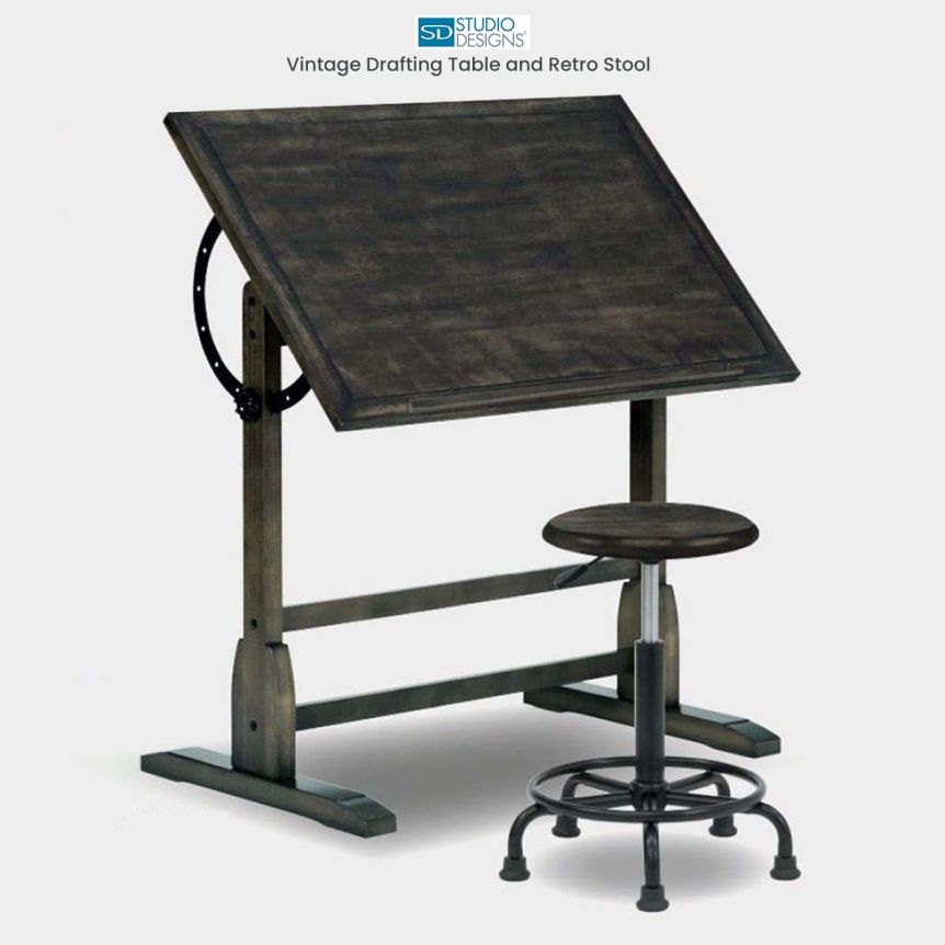Studio Designs Vintage Drafting Table and Retro Stool