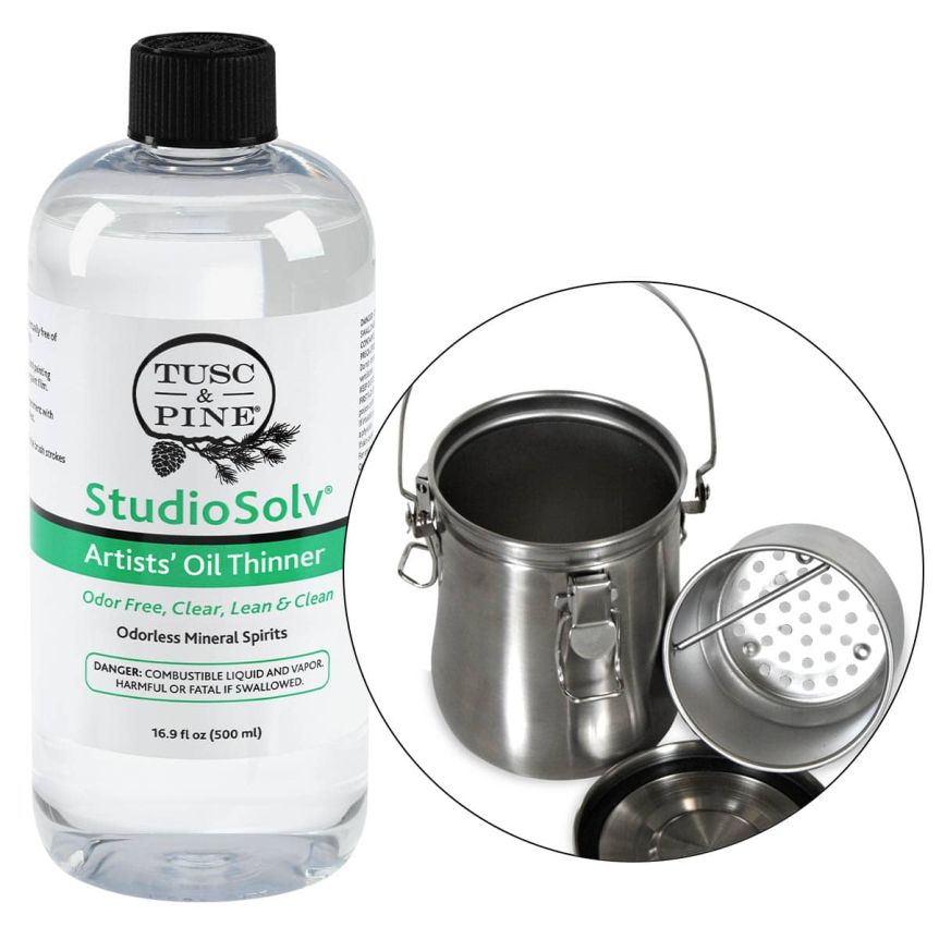 StudioSolv&trade; Artists' Oil Thinner (16.9oz) with Air-Tight Deluxe Brush Washer Set