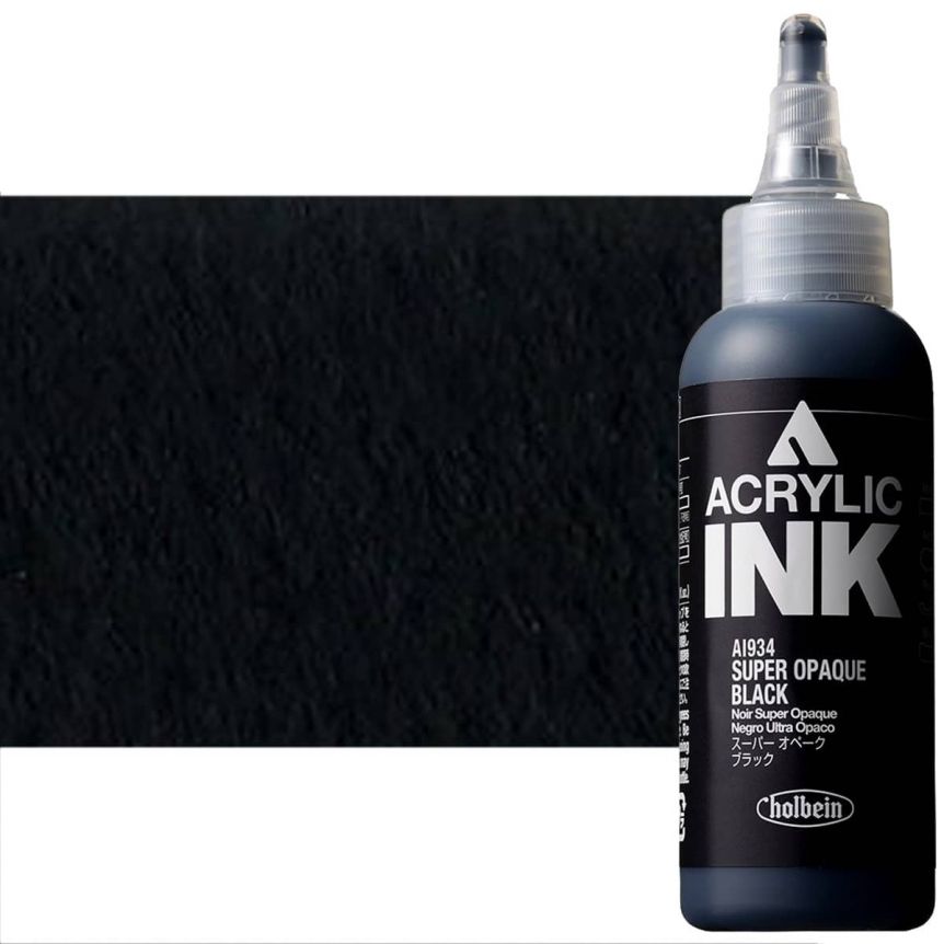 Holbein Acrylic Ink - Super Opaque Black, 100ml