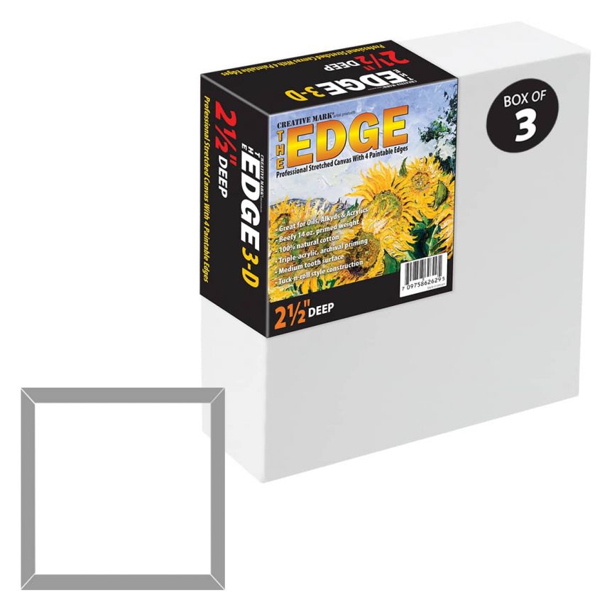 The Edge All Media Pro Cotton Canvas 12x12in - 2-1/2in Deep Box of 3