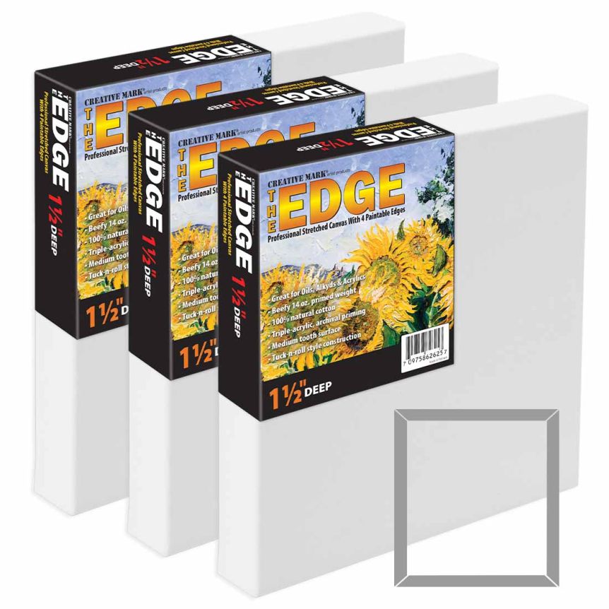 The Edge All Media Pro Stretched Cotton Canvas, 24"x24" - 1-1/2" Deep (Box of 3)