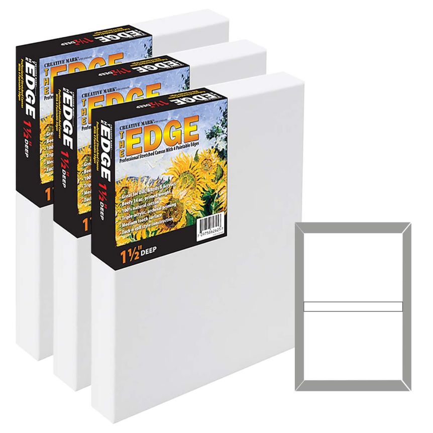 Pack of 4 Stretched Canvases for Painting Primed White 100% Cotton