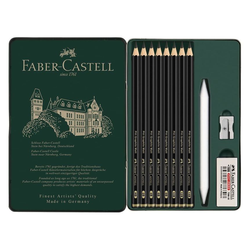 Faber-Castell Pitt Graphite Matt Pencil Set of 11 w/ Accessories