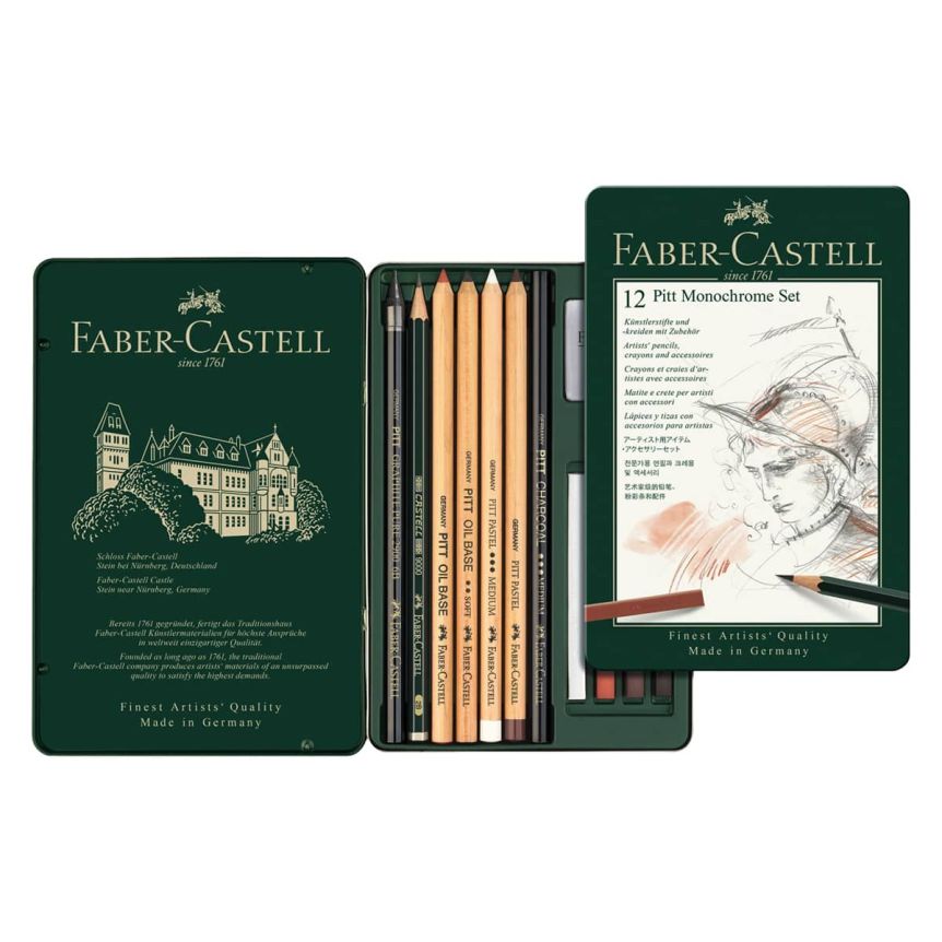 Faber-Castell Pitt Monochrome Tin Set of 12
