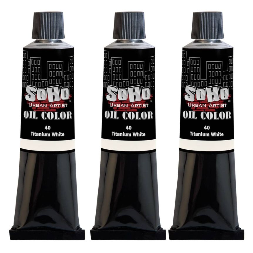 SoHo Artist Oil Color Titanium White 170ml Tube Bonus 3 Pack