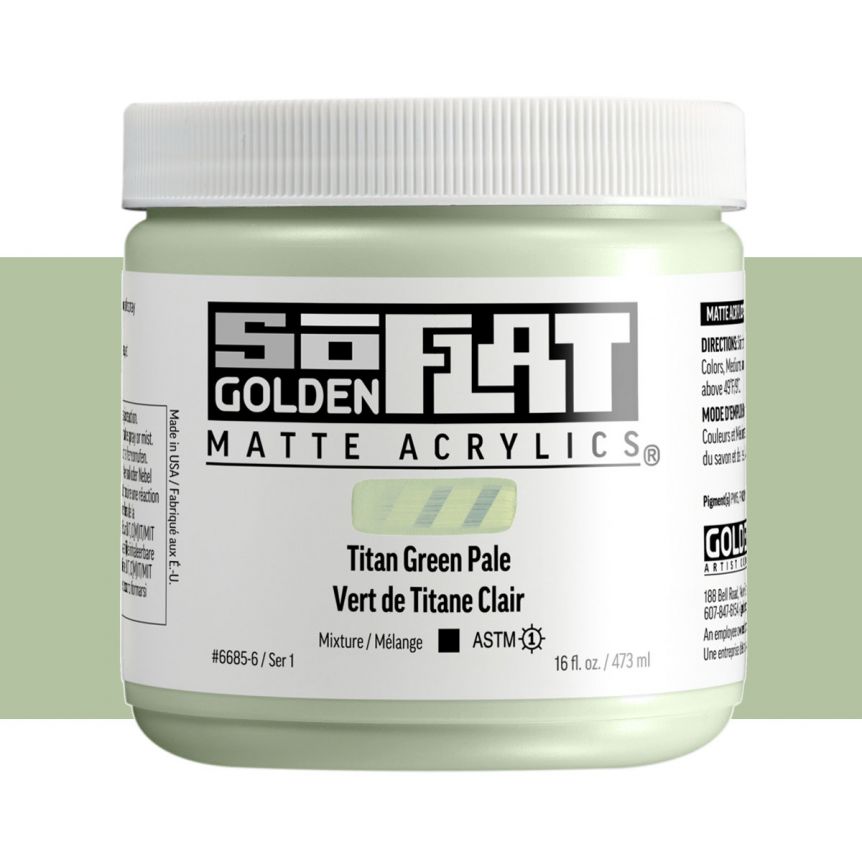 GOLDEN SoFlat Matte Acrylic - Titan Green Pale, 16oz Jar