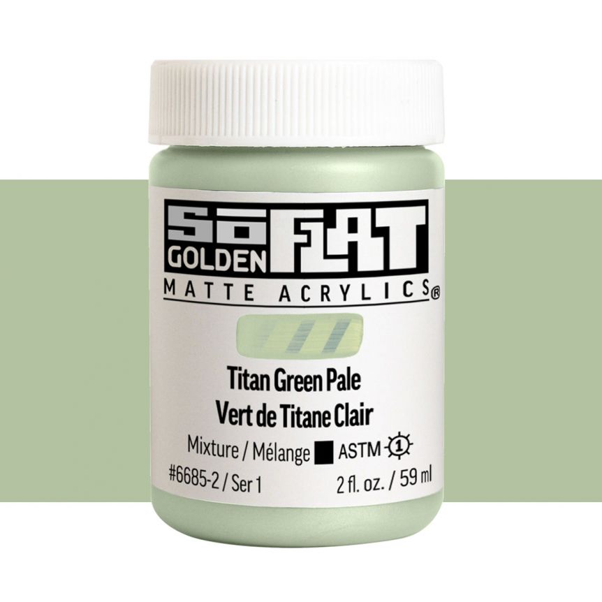 GOLDEN SoFlat Matte Acrylic - Titan Green Pale, 2oz Jar