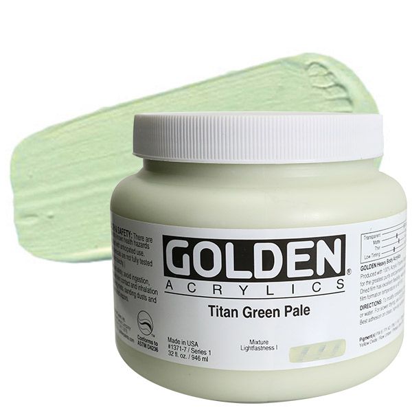 GOLDEN Heavy Body Acrylics - Titan Green Pale, 32oz Jar