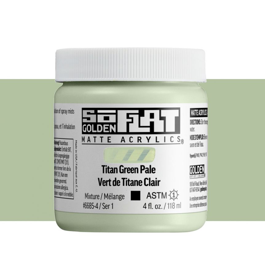GOLDEN SoFlat Matte Acrylic - Titan Green Pale, 4oz Jar