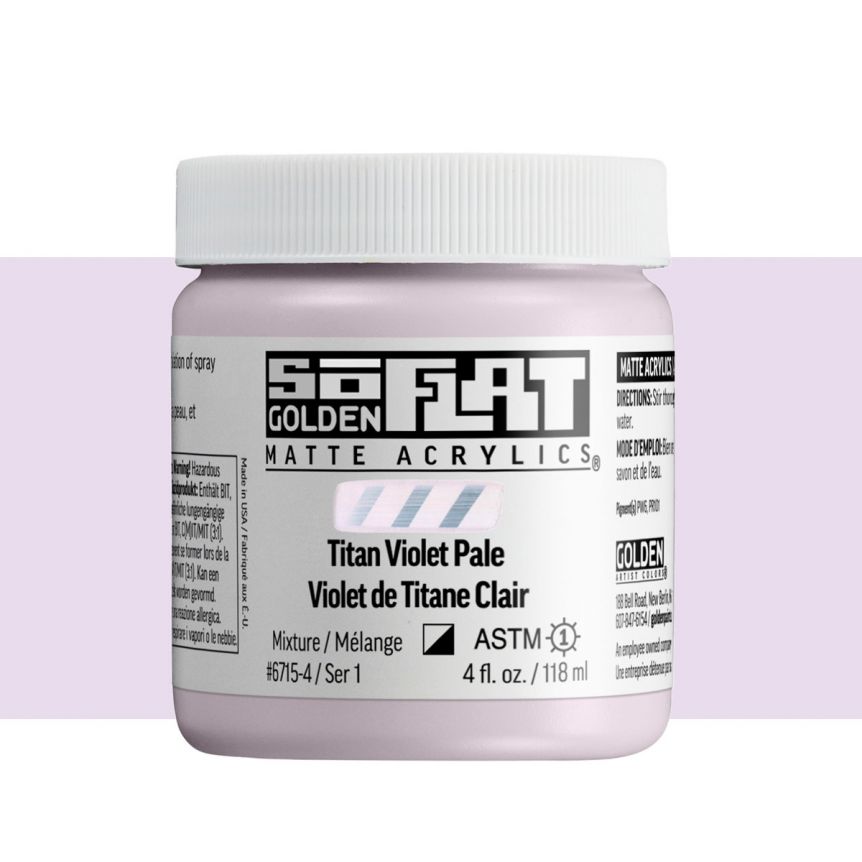GOLDEN SoFlat Matte Acrylic - Titan Violet Pale, 4oz Jar