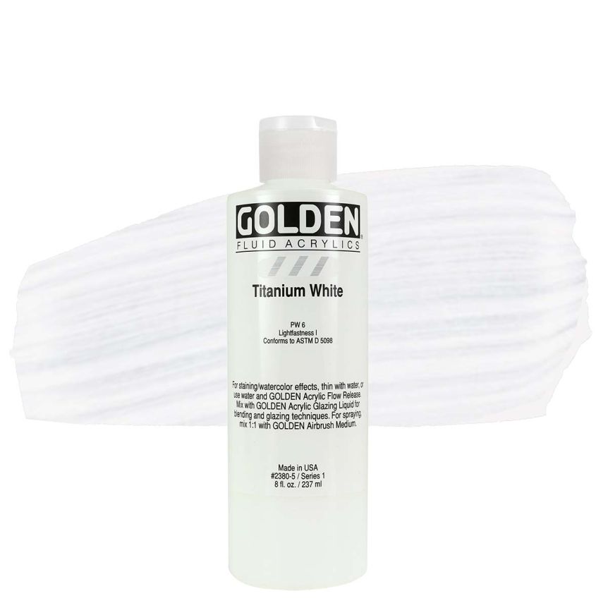 GOLDEN Fluid Acrylics Titanium White, 8oz