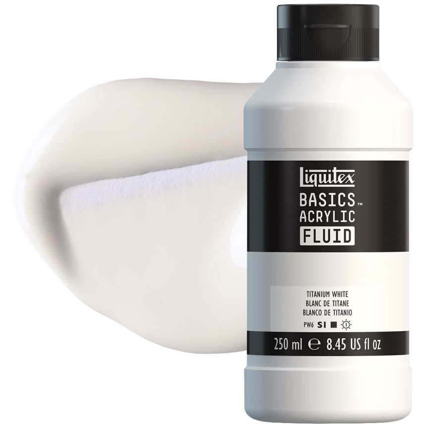 Liquitex BASICS Acrylic Fluid - Titanium White, 250ml Bottle