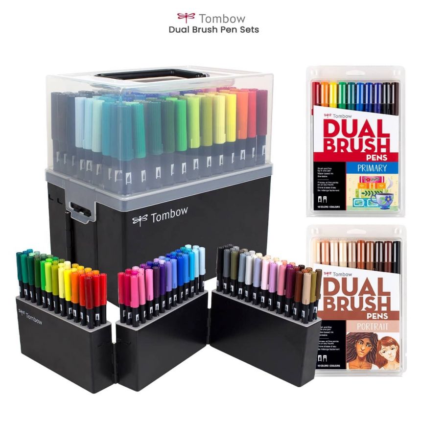 Tombow Dual Brush Pen Sets of 108, 20 & 10 - Brush & Fine Tip