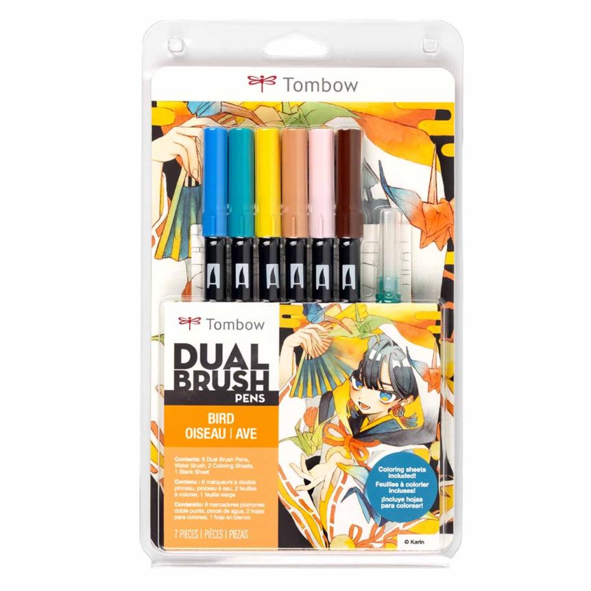 Tombow Dual Brush Pens Set of 6 - Manga Bird Set | Jerry's Artarama