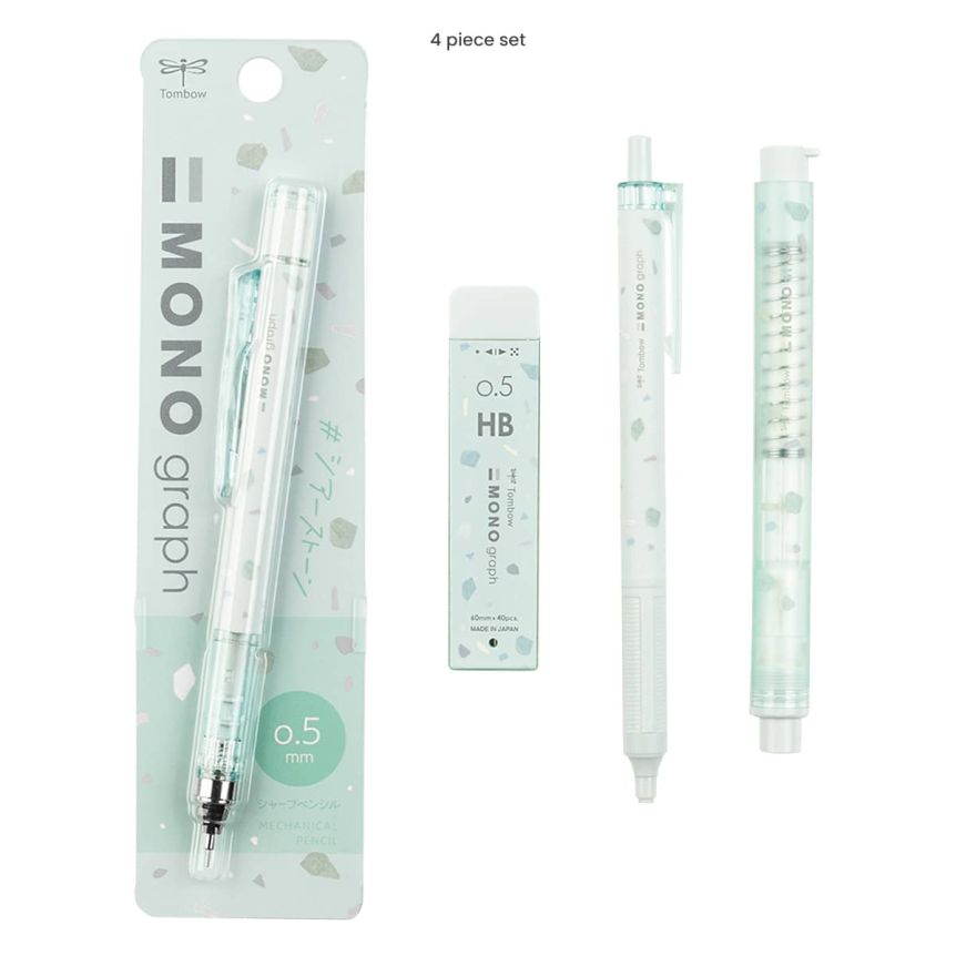 Tombow Mono Graph Terrazzo 4 Piece Set, Mist Green | Jerry's Artarama