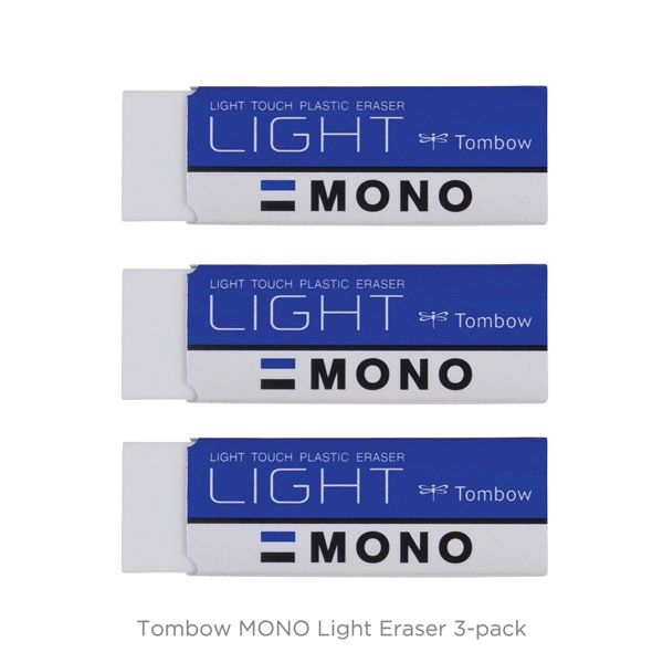 3pk Tombow Mono Light Eraser White