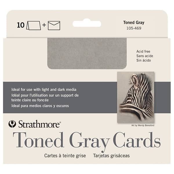 Strathmore Toned Cards Gray, 5x6.875", 10 Pack w/ Envelopes