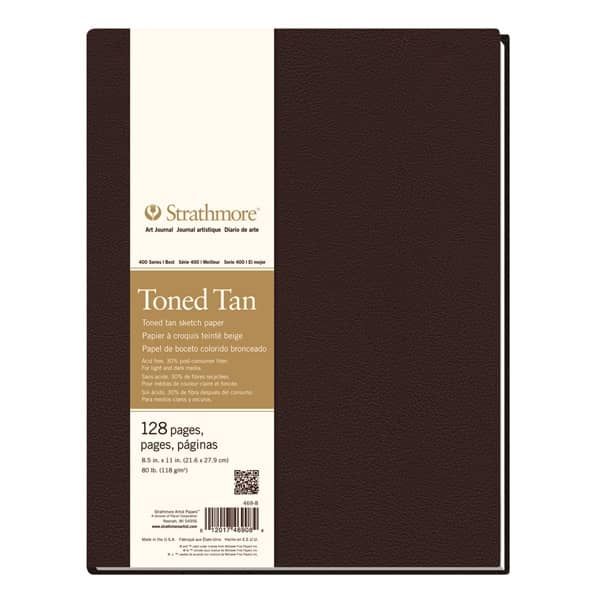 Strathmore Hardbound Art Journal 400 Series Toned Sketch Paper (80 lb.) 8.5x11" - 128 Pages - Tan