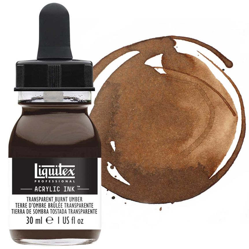 Liquitex Acrylic Ink - Transparent Burnt Umber, 30ml Bottle