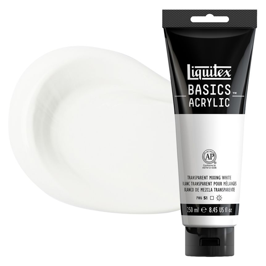 Liquitex Basics Acrylic Paint - Transparent Mixing White, 250ml Tube