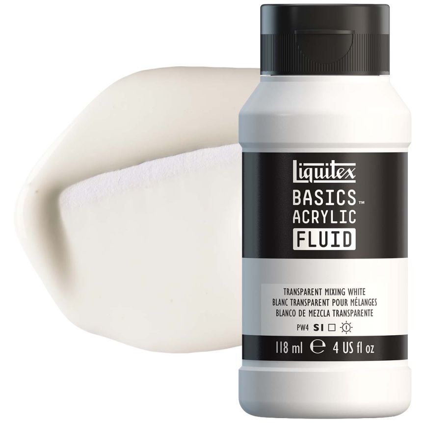 Liquitex BASICS Acrylic Fluid - Transparent Mixing White, 4oz Bottle