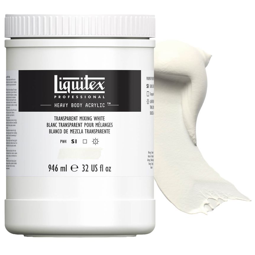 Liquitex Heavy Body Acrylic - Transparent Mixing White, 32oz Jar