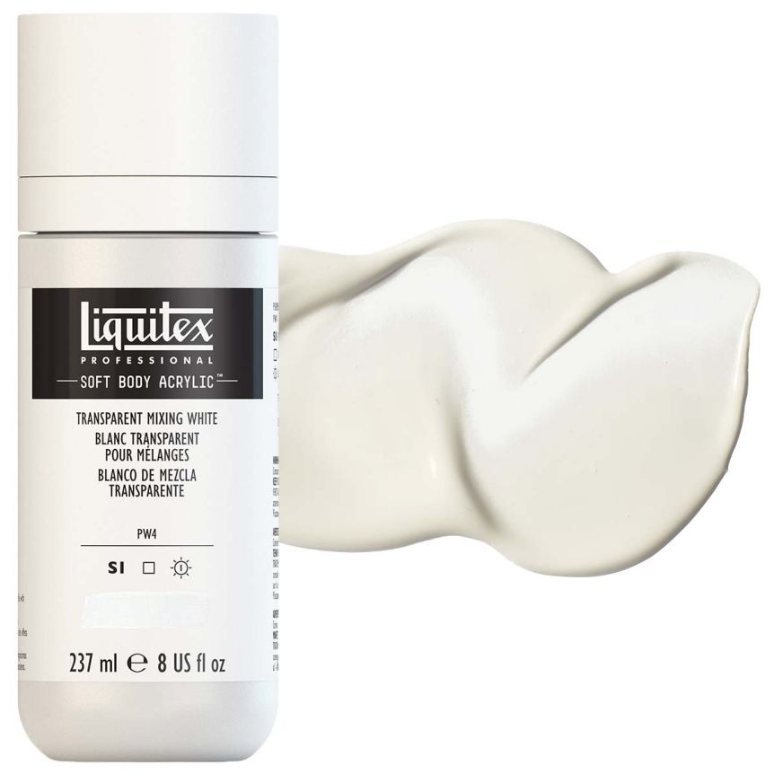 Liquitex Professional Soft Body Acrylic - Transparent Mixing White, 8oz Bottle