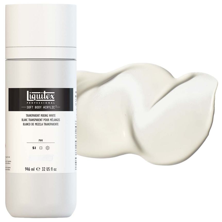 Liquitex Professional Soft Body Acrylic - Transparent Mixing White, 32oz Bottle